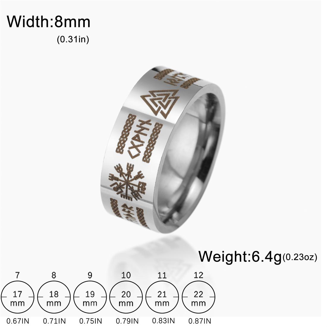 Viking Odin Runes Ring for Men Women Stainless Steel Vintage Nordic Valknut Compass Symbol Rings Creativity Jewelry Gift 7