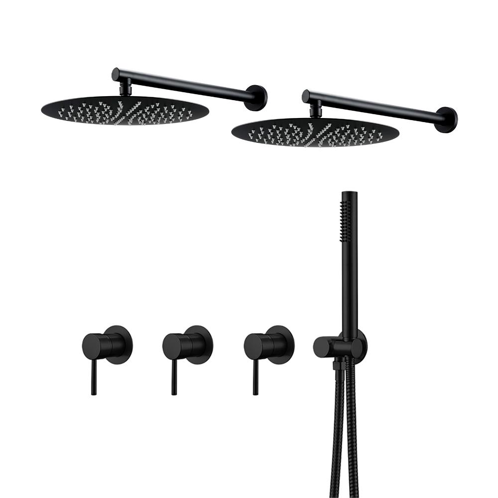 

8-12 дюймов Двойная душевая головка Матовый розово-золотой смеситель для душа 3 скрытые ручки настенный кран для горячей и холодной воды 8 inch матовый черный