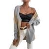 Temperament and Elegance Outer Wear Autumn and Winter Fashion Knitted Long-sleeved Colorblocked Sweater Cardigan Women
