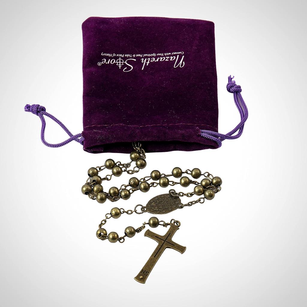 Nazareth Store Metal Bead Combat Rosary Necklace