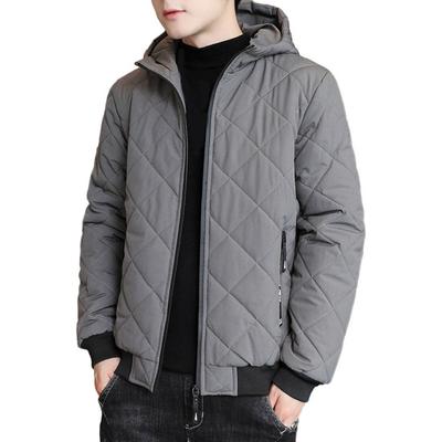 Winter Men Cotton Coat Hooded Neck Protection Zipper Closure Cardigan Padded Thick Warm Long Sleeve Solid Color Pockets Plus Size Loose Men Jacket