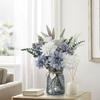 Bouquet Populaire de Fleurs Artificielles Roses avec des Fleurs Inspirées des Dahlias Élégant Blanc et Violet Pour les Salons d'Asie du Sud Décoration de Maison