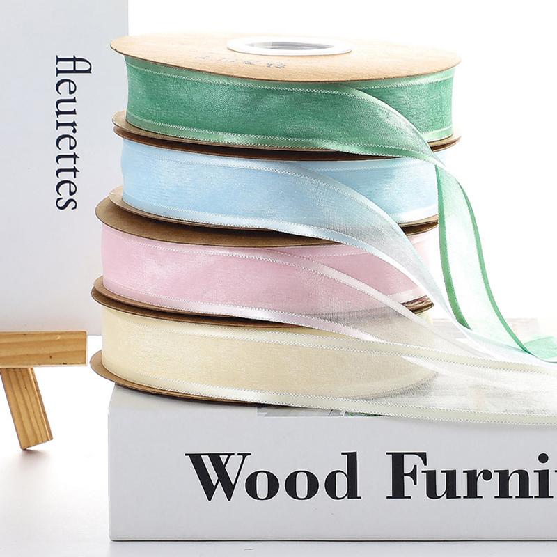 25 Yards/Rolle 2,5 cm Transparentes Chiffonband Satinbänder Für Geschenkverpackung Dekoration Hochzeitssträuße Partykranz Spitze