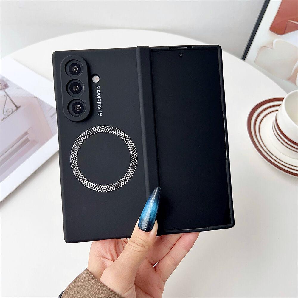Flip Case for Samsung Galaxy Z Fold7 Fold6 Fold5 Magsafe,with Hinge Protection & Magnetic Adsorption Shockproof Hard Shell Cover Phone Bumpers
