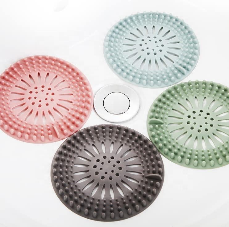 Round Bathtub Drains Hair Durable Silicone Drain Catcher Durable Shower Drain Covers Hair Stopper for Bathroom Kitchen