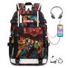 Cartoon Game USB Backpack Large Capacity Hiking Bag College Student Outdoor Travel Casual Daypack