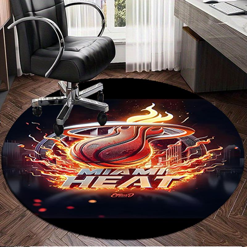 Heat Miami Team Spirit Round Rug for Livingroom,Bedroom, Palyroom, Chair Rug, Area rug, Circle Carpet, Large Size Fan Christmas gift