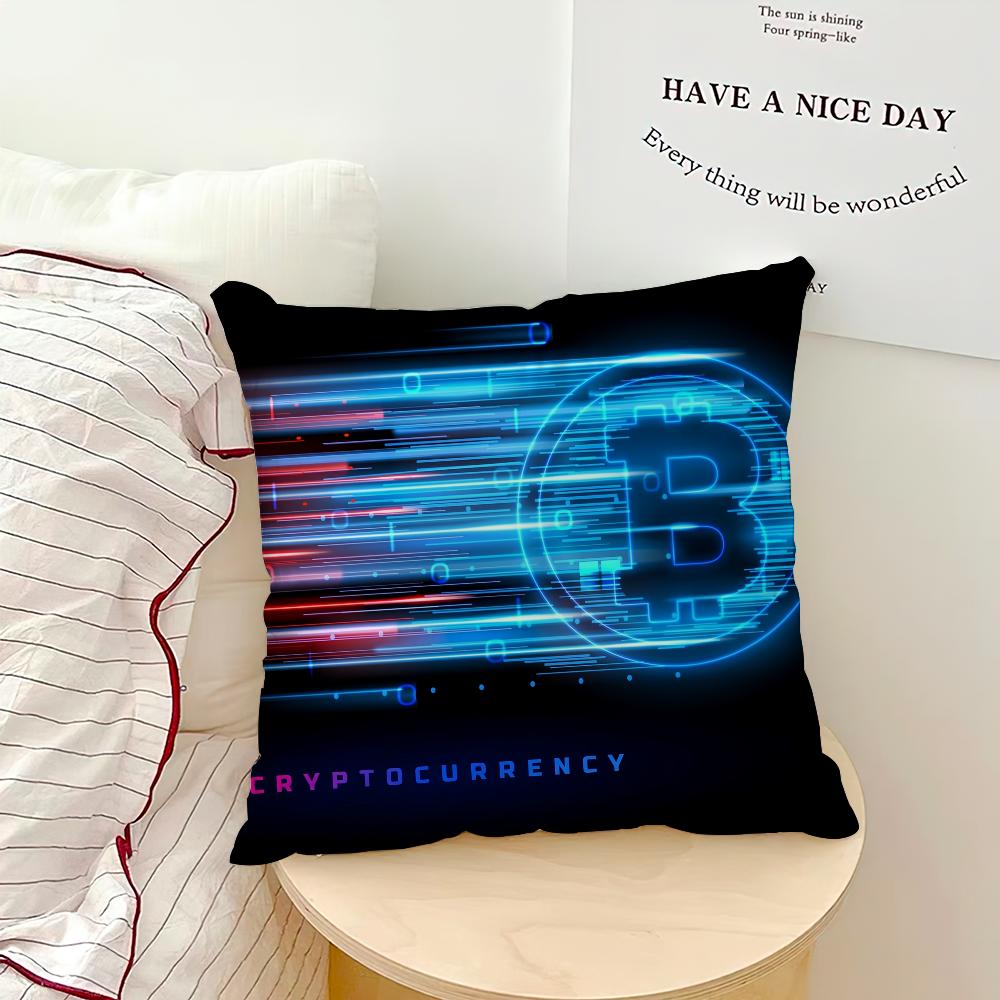 Bitcoin Krypto Kryptowährung Btc Kissenbezug Sofa Wohnzimmer Schlafzimmer Kopfteil Rückenlehne Kissen Quadratisches Kissen Nickerchenzeit