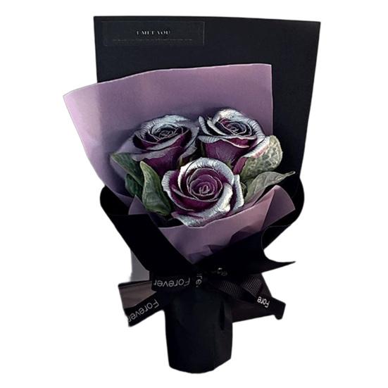 

Yousheng Mini Aromatherapy Soap Rose Bouquet 3 Heads Eternal Rose Flower Romantic Scented Gifts for Women Mom Wife Car Interior Home Decoration темно-фіолетовий колір
