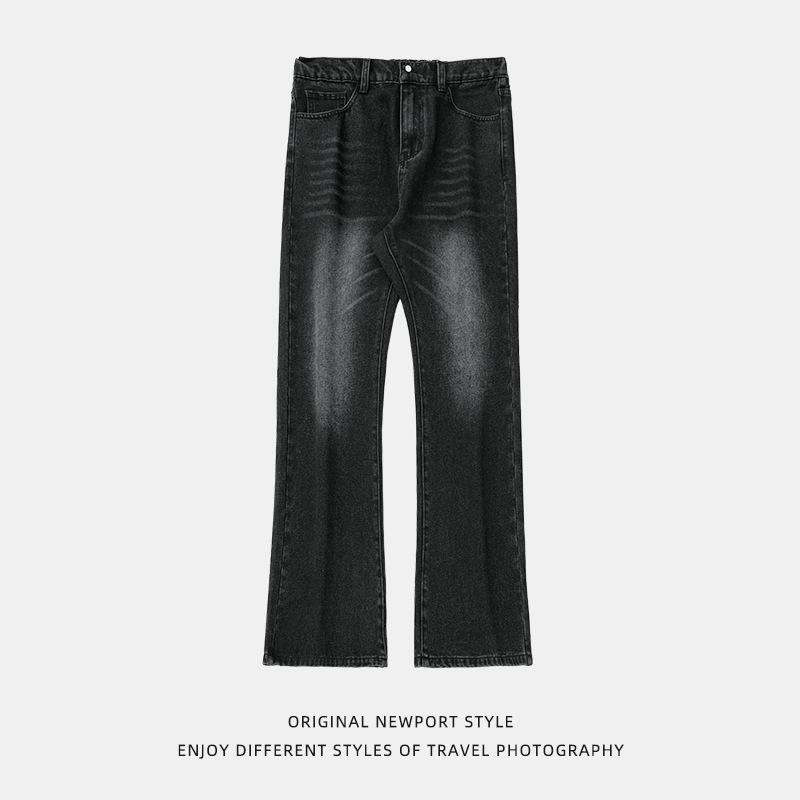 Washed Retro Micro-pull Jeans Autumn New Loose Texture Trendy Brand Long Pants High Street American Bell Pants Q