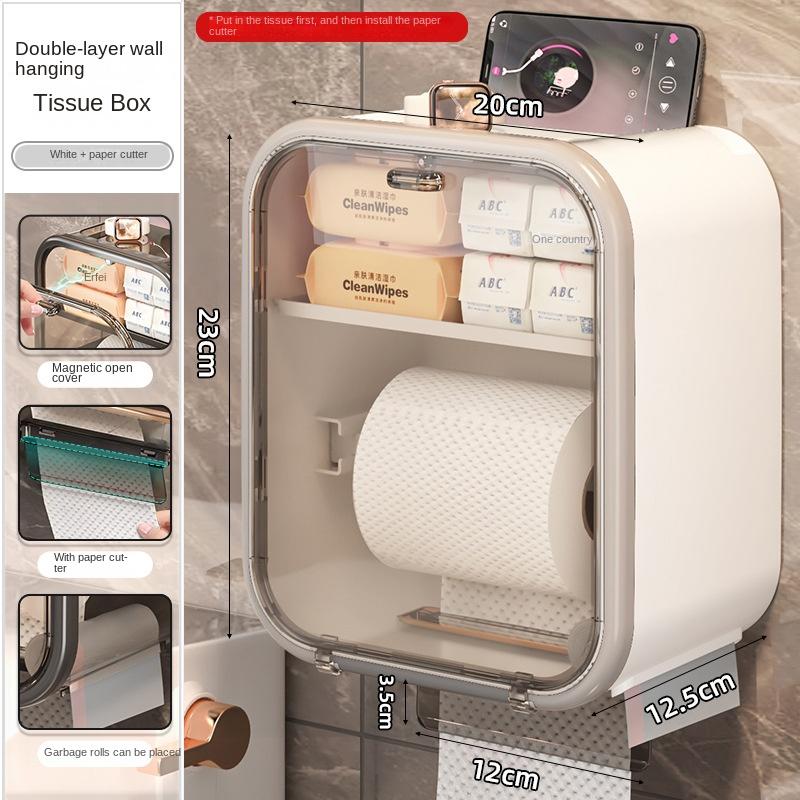 Porta fazzoletti trasparente, cassetto di carta perforato da parete, porta carta igienica, porta fazzoletti, accessori per il bagno