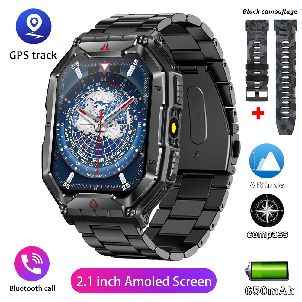 Military Smart Watch With GPS - 1.75" HD Screen, 100+ Sport Modes, Bluetooth Calling