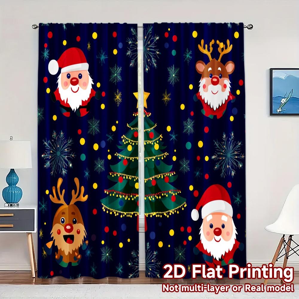 

2pcs,Curtains Christmas Trees Santa Reindeer Snowflakes (3) Popular Creative Curtains 100% Polyester Curtains All Seasons for 52.50×116.00 CM 2pcs