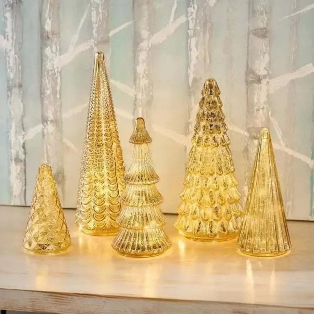 Set of 5 Creative Illuminated Mercury Trees With Light DIY Decoration Mercury Christmas Trees Desktop Ornament