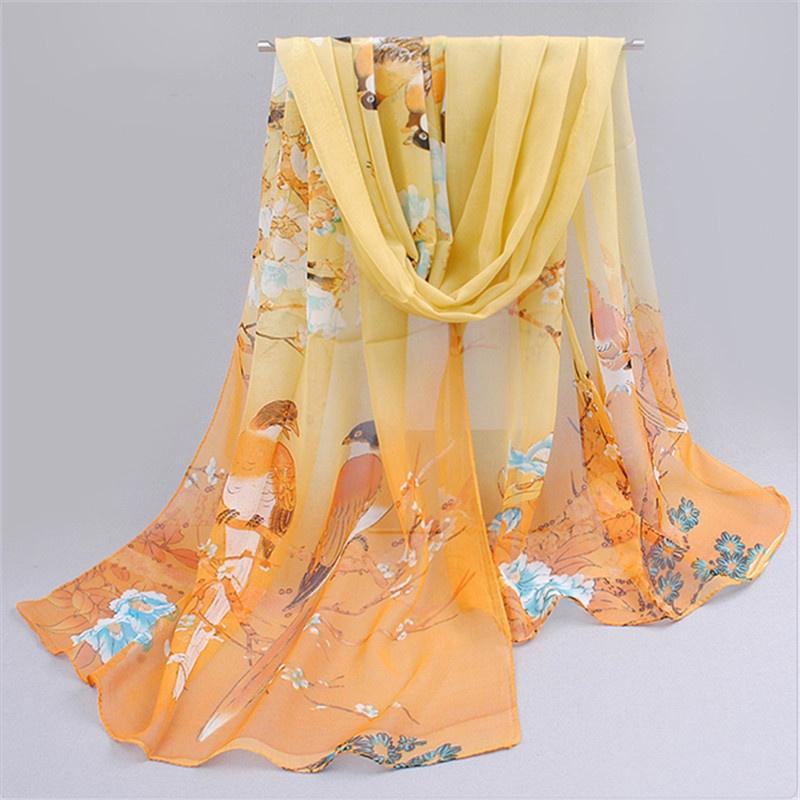 10 Colors Fashion Women Chiffon Scarf Polyester Print Autumn Summer Pattern Silk Scarves Shawl