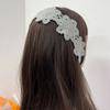 Hollow Flower Design Crochet Hair Band Wide Band Floral Headband Handwoven Headband  For Women
