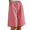 Women's Casual Comfortable Plaid Button-up Summer Shorts With Pockets