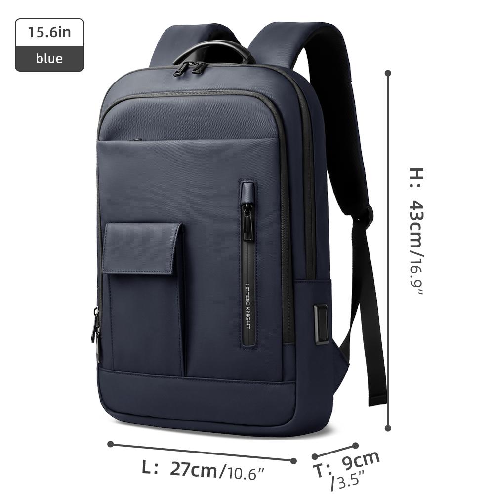 Heroic Knight Slim 15.6" Laptop Backpack with USB Charging Port Lightweight Water-Resistant Work Bag Anti-Theft Business Rucksack