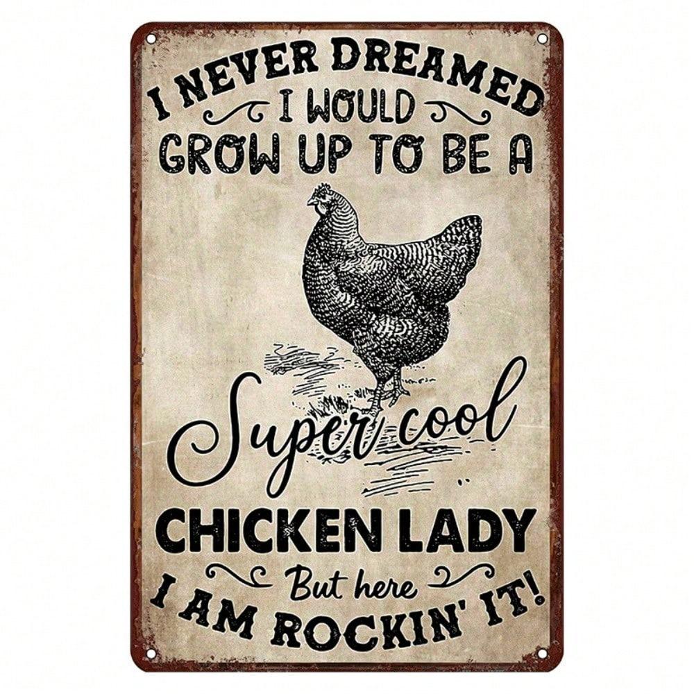 Planetjuice Vintage Chicken Tin Sign Retro Funny Kitchen Wall Art Decor X Inch 20X30CM