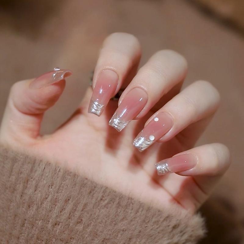 

Blush Gradient French Removable Transparent False Nails & Stickers Gel Glue Kit