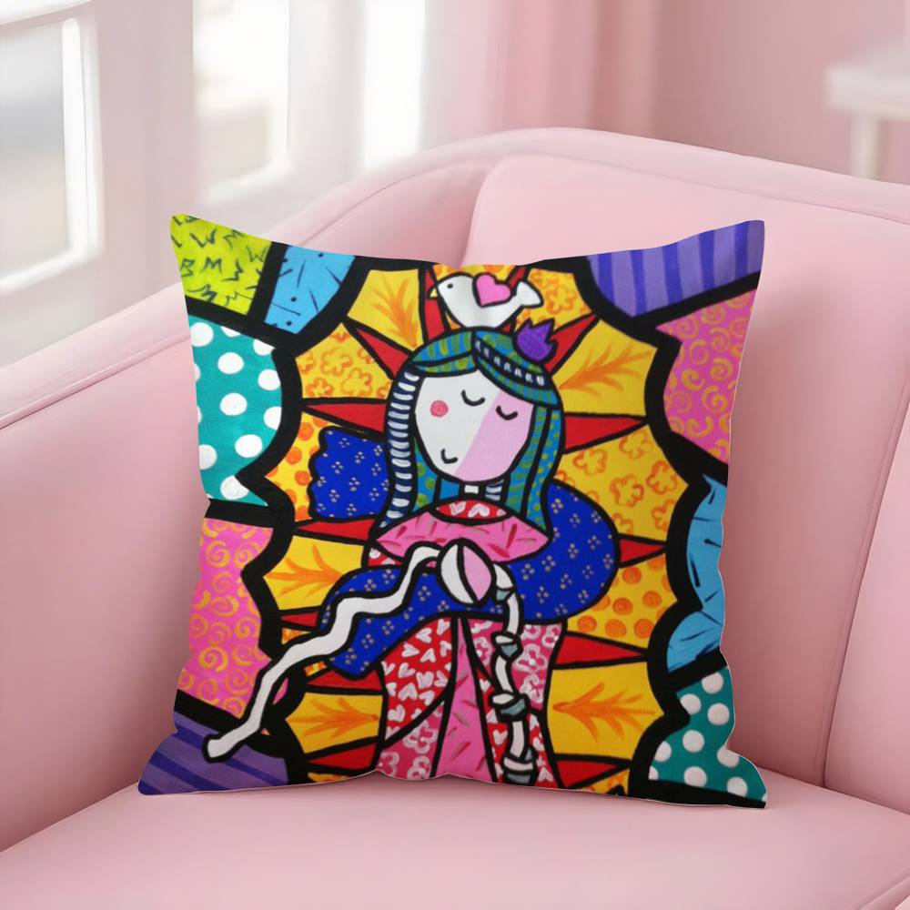 Cartoon Virgin Mary Art Pillow Case Sofa Short Plush Double-sided HD Printing Room Home Office Gift Cushion Cover