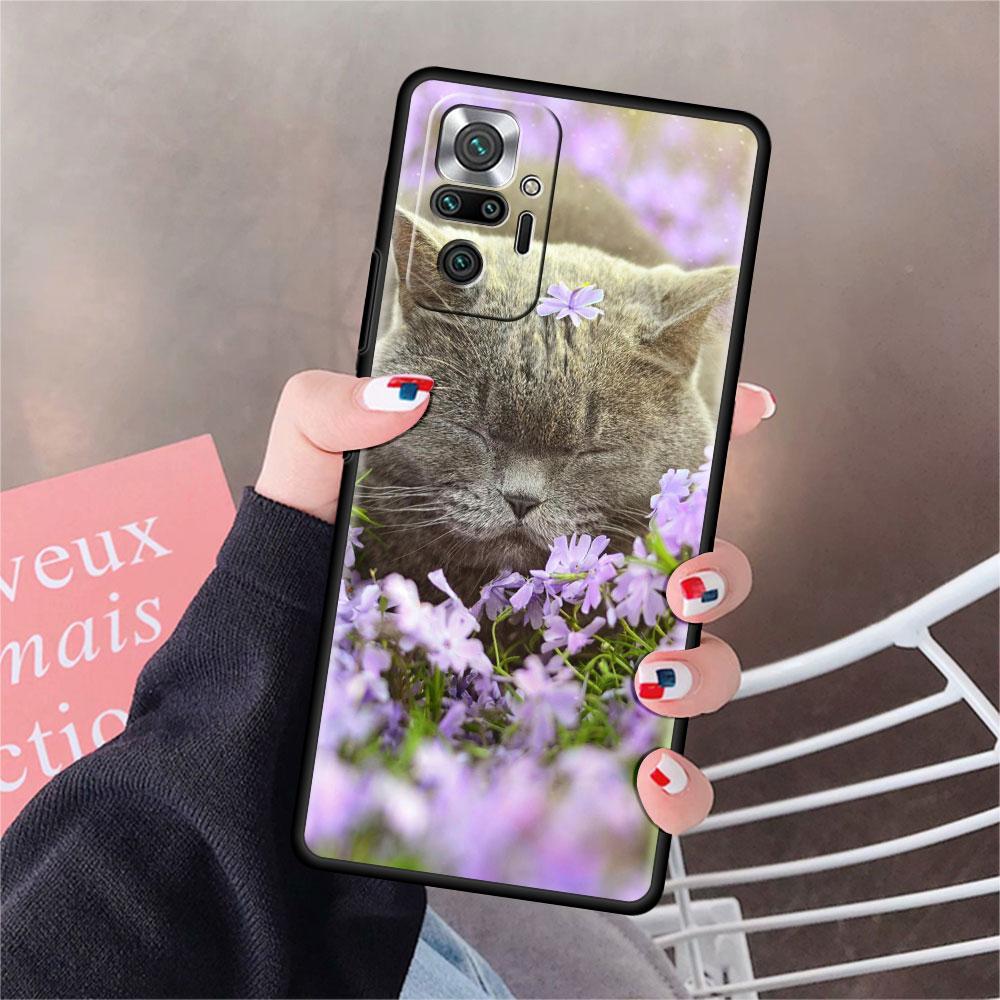 Pouzdro pro Xiaomi Redmi Note 10 9 11 Pro Měkké pouzdro na telefon 10S 9S K40 8 9A 9C 9T 7 10C 8T Silikonový kryt Roztomilé zvíře Kočka Skořápka Sac