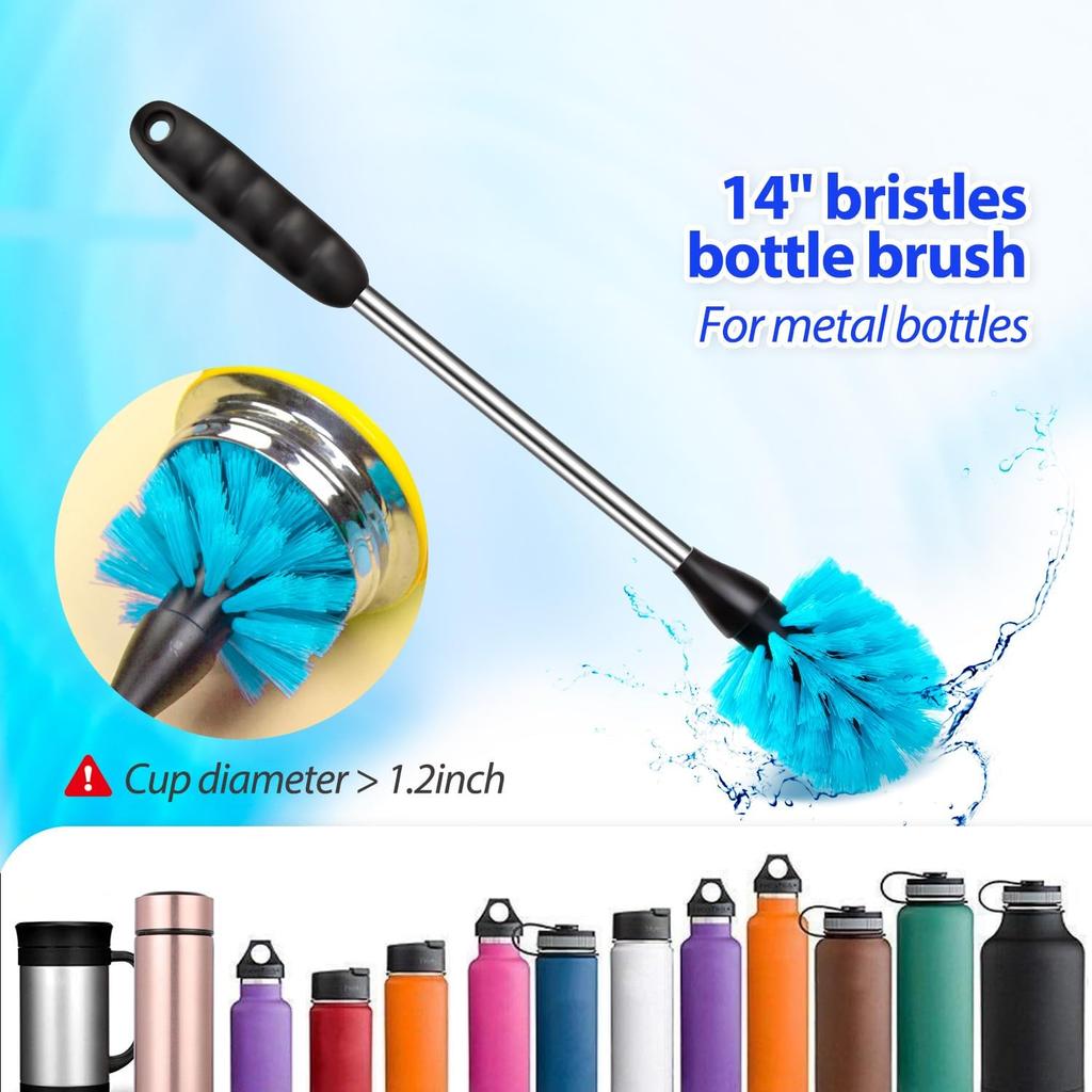 Bottle Brush Tube Cleaning Lab Set with Long Handle, Cup Cleaner for Washing Narrow Neck Beer Wine Decanter Pipes Lids Sinks Cap Covers, White