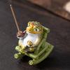 Color Changing Resins Rocking Chair Frogs Teas Pet Sculpture For Meditations Teas Ceremony Gift Decorative Ornament