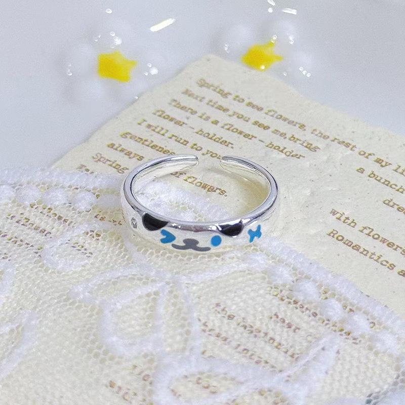 

Snowflake Zir*****Il Drop Enamel Blue Open Ring Niche Design Stacked Fashion Simple Fashion Ring Adjustable opening