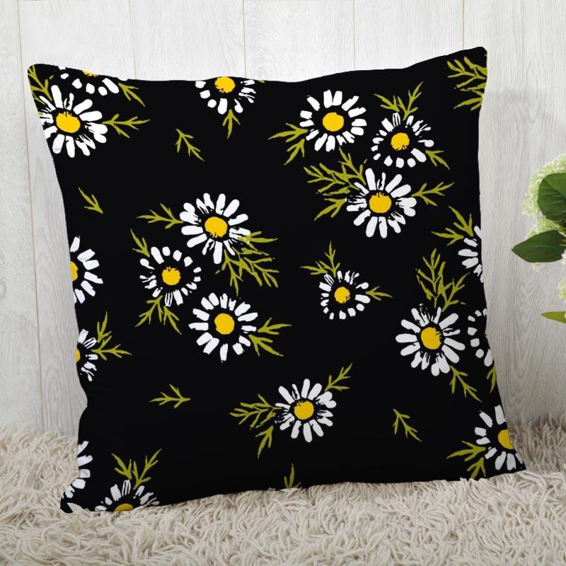 Chamomile Pillowcase Sofa Car Waist  Home Style Flower Landscape Cushion Cover