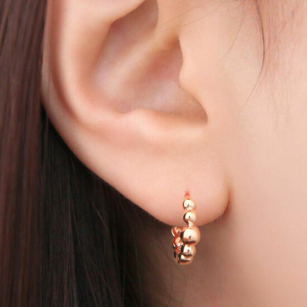 [] 14K Gold Needle Illa Ball Daily One-Touch Ring Earrings