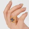 Waterproof Real Stone Jade Agate Ring Open Adjustable Stainless Steel Rings For Women Men Accessories Vintage Eye Cross Jewelry