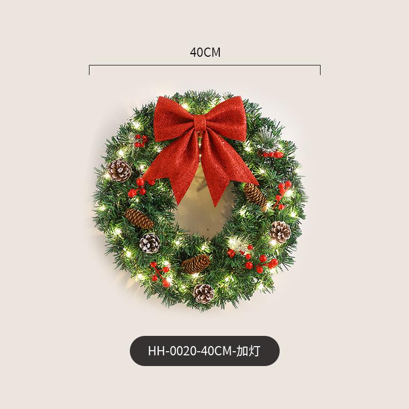 Christmas Wreath Pine Needle Garland Artificial Bowknot Pinecone Door Hanging Ornament Holiday Home Party Wall Decoration