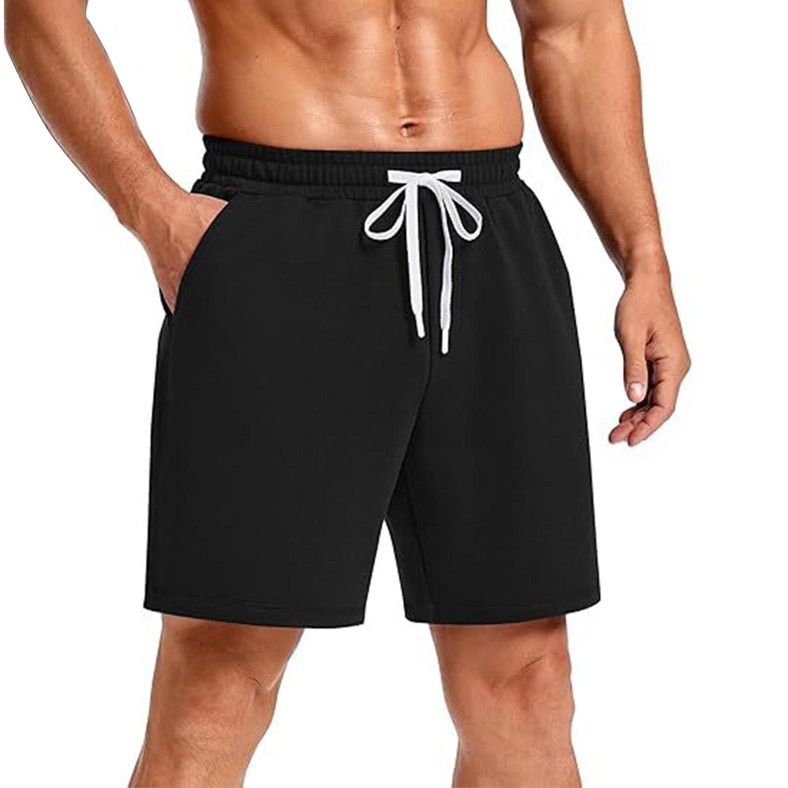 Men s Loose Linen-Cotton Drawstring Shorts L