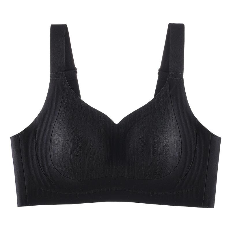 

Ultra-thin large breasts and small underwear women s seamless no steel ring soft support anti-sagging comfortable breathable rabbit ears bra 3XL чорний