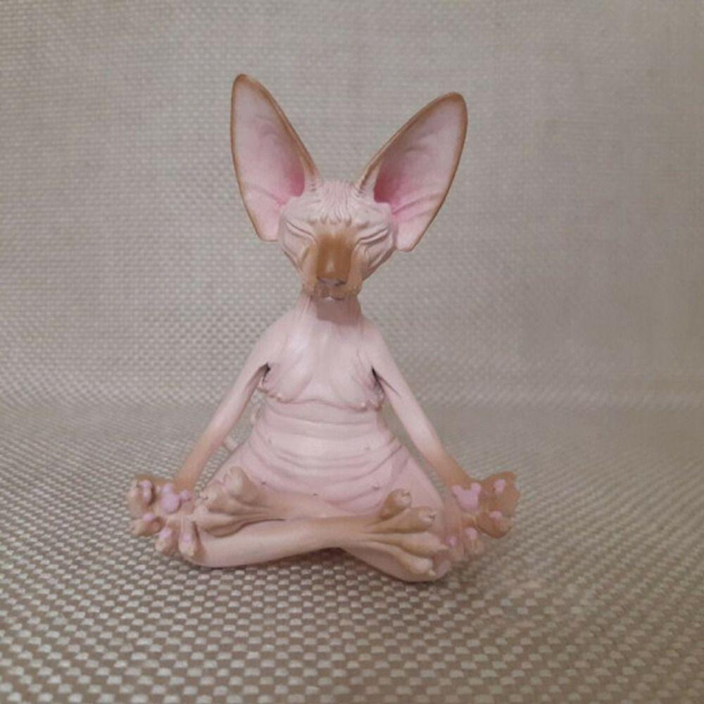 Sphinx Cat Simulation Hairless Cat Figurine Meditation Yoga Lucky Cat Decor  Christmas Gift
