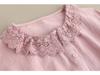 French Lace Patchwork Long Sleeve Doll Collar Linen Shirt
