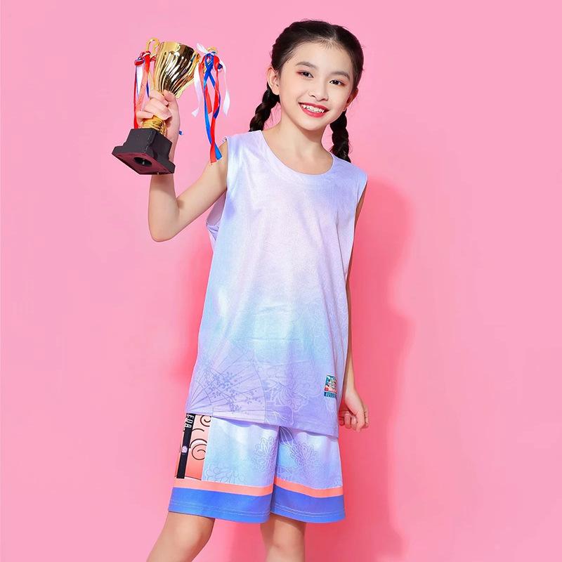 Children's and Students' Basketball Uniforms Printed Number Team Training Uniforms Sports Suits Summer Breathable Men's and Women's Table Tennis 