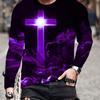 2026 New Men's Long-sleeved T-shirt 3D Printing High-definition Cross Printing Men's Autumn Tops Casual Round Neck Street
