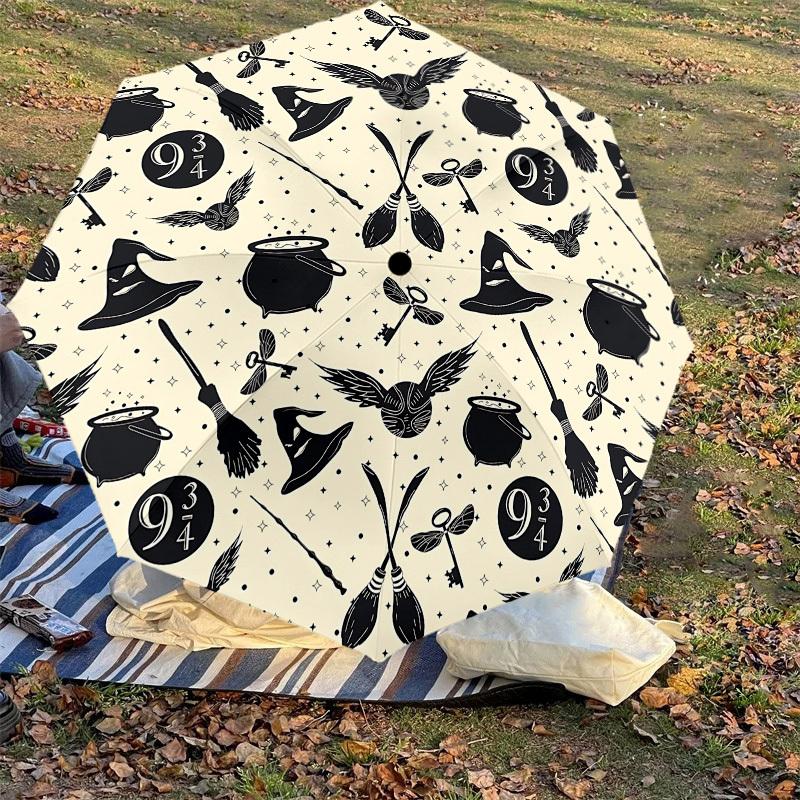 1PC Halloween Wizardry Umbrella-8-Rib Reinforced, Automatic Open, Lightweight & Durable, Cute Fashion Accessory for Outdoor, D2690