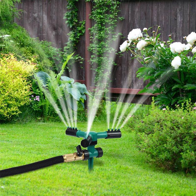 360 Degree Rotary Sprinkler 3 Arm Base Sprinkler Adjustable Spray Direction 1/2" Quick Connector Garden Yard Lawn Sprinkler