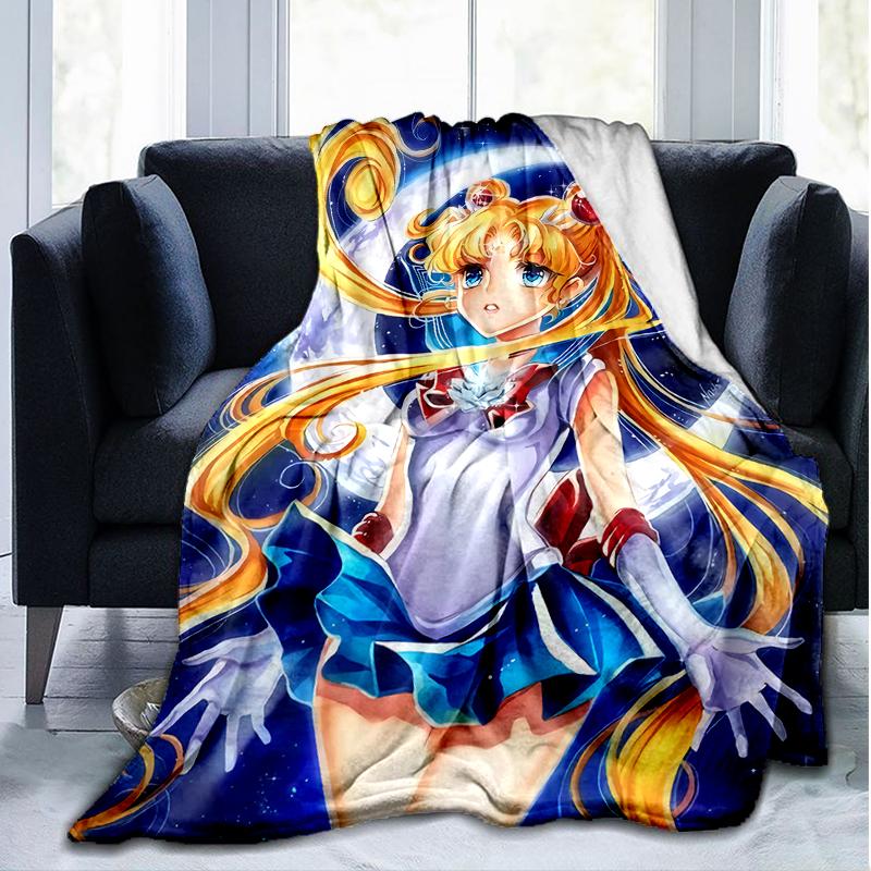 Moon Princess Print Flannel Blanket, Soft Warm Lightweight Throw Blanket for living Room,Sofa Bed Camping office