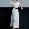 European American Women's Clothing Slim Elegant Temperament Pure Color French Dress