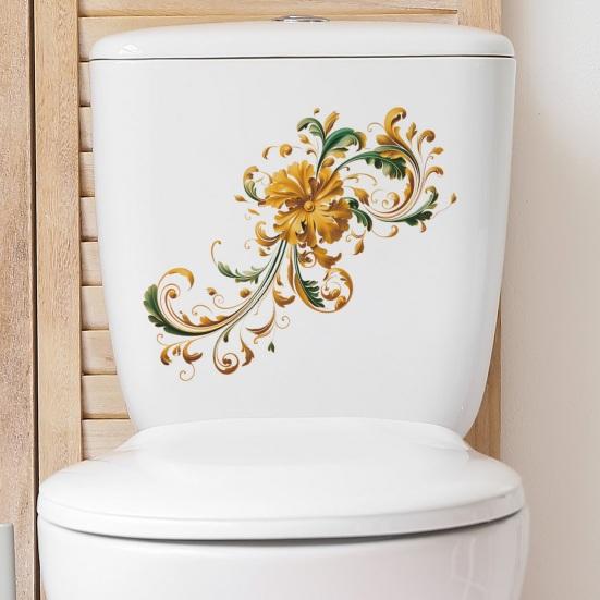 Vintage Embossment Toilet Sticker Removable Self-adhesive Waterproof PVC Living Room Wall Art Bathroom Toilet Lid Decoration Decal
