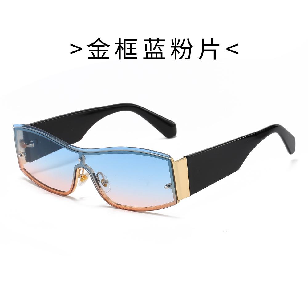 Fashionable Metal Sunglasses For Men And Women Hip Hop Style One-Piece Outdoor Uv Protection Shades Trendy Sun Glasses