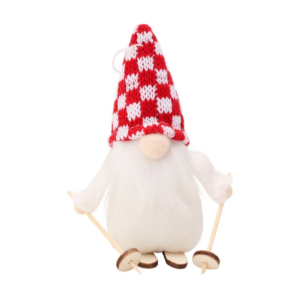 Christmas Ski Doll Wooden Hanging Ornament Knitted Fabric Christmas Tree Decoration