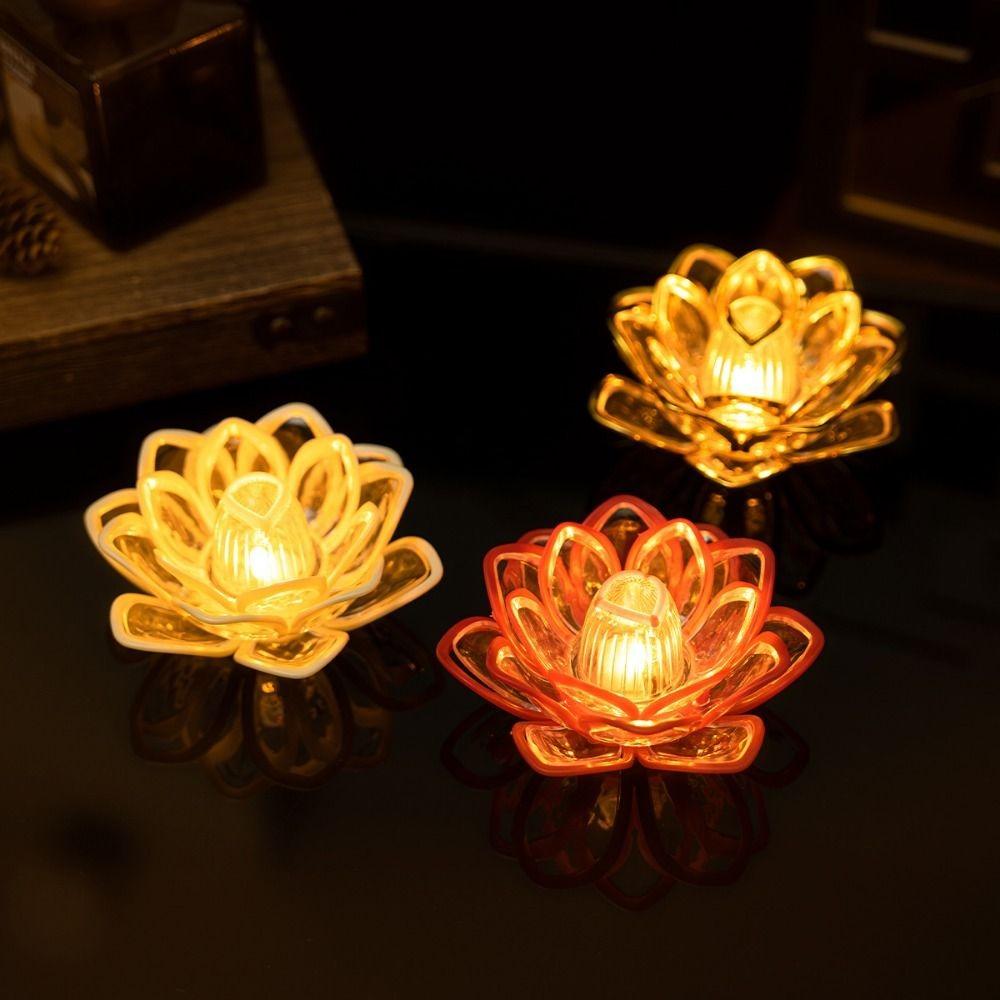 Flicker Effect Flameless Candle Multicolor Lotus Design Light LED Lotus Lamp  Home Decoration