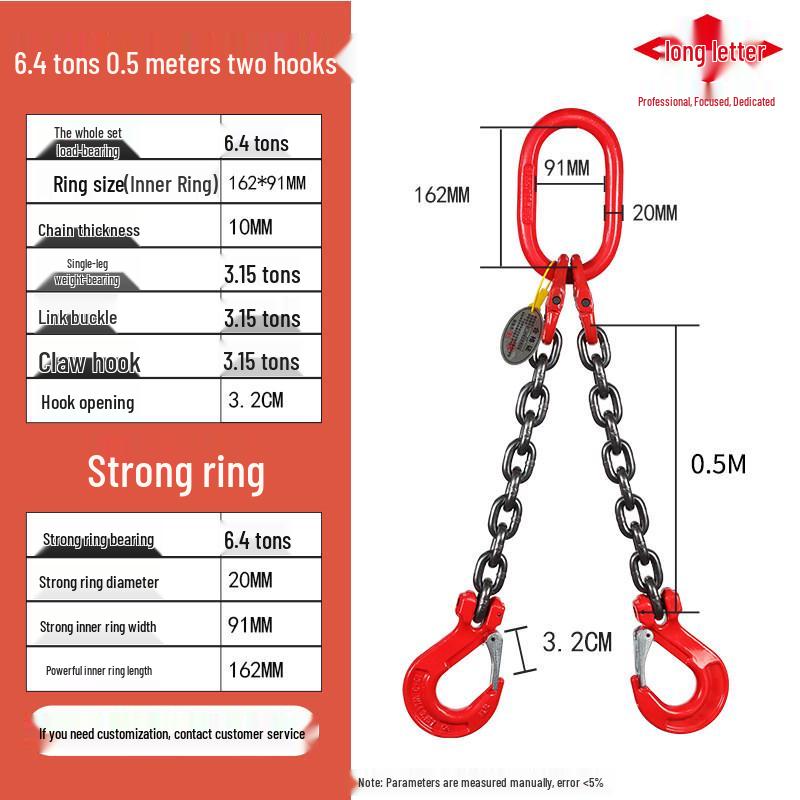 G80 Grade Heavy-Duty Steel Lifting Chain Sling with Double and Quad Hooks for Crane Use