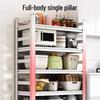 4-Tier Movable Kitchen Storage Rack with Microwave Shelf