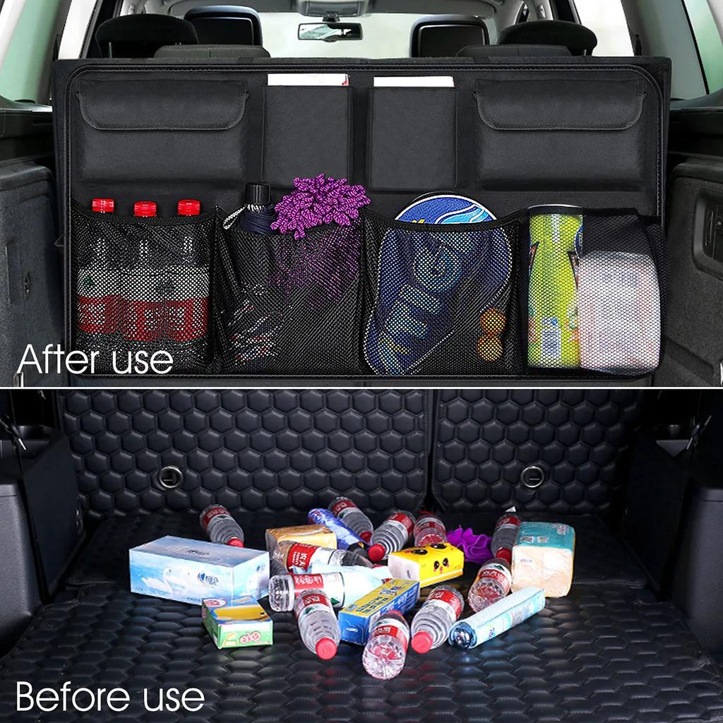Universal Car Trunk Organizer Adjustable Backseat Storage Bag Net High Capacity Multi-use Oxford Automobile Seat Back Organizers